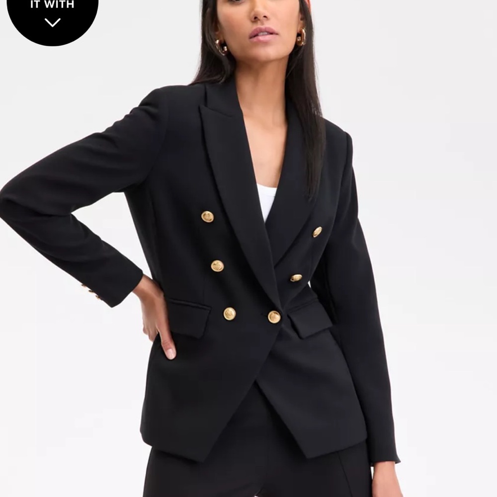 Inc double breast gold button tailored black blazer size xsmall new